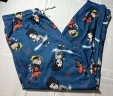 Naruto Shippuden 2XL Men Graphic Print Blue Lounge Sleepwear Sleep Jogger Pants