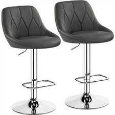 Bar Stools Set of 2 Faux Leather Swivel Bar Stools Height Adjustable Bar Chair