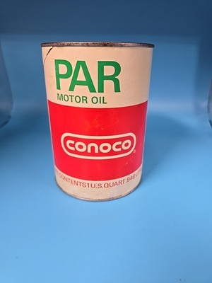1950s CONOCO PAR MOTOR OIL QUART COMPOSITE CAN UNOPENED SAE 30 GARAGE MAN DECOR