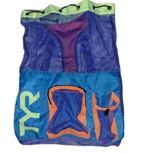 TYR Bag Net Mesh Backpack Lightweight Swim Wet Clothes Gym Laundry Boating Neon
