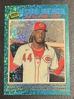 2026 Topps Heritage #233 Elly De La Cruz Chrome Aqua Sparkle Refractors