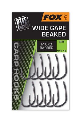 Fox Carp Hooks PTFE - Wide Gape Beaked Karpfen Haken 10 Stk Angeln Karpfenhaken