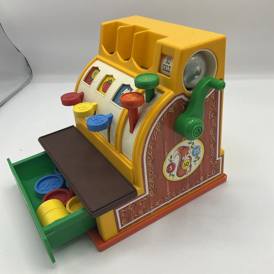 Caja registradora vintage FISHER PRICE con monedas, campana no funciona etiqueta rasgada Foto 2 de 4
