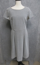 Talbots Classic Dress Womens 10 Black White Geometric Jacquard Fit & Flare Work