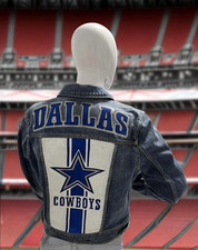 Dallas Cowboys Inspired Denim Jacket Custom Football Fan Jacket Game Day L