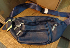 WOMEN'S FANNY PACK/CROSSBODY GENUINE LEATHER NAVY-NWT