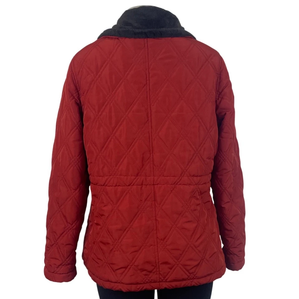 Chaqueta acolchada roja resistente a la intemperie para mujer sintética forrada Sherpa cremallera completa talla M Foto 3 de 4