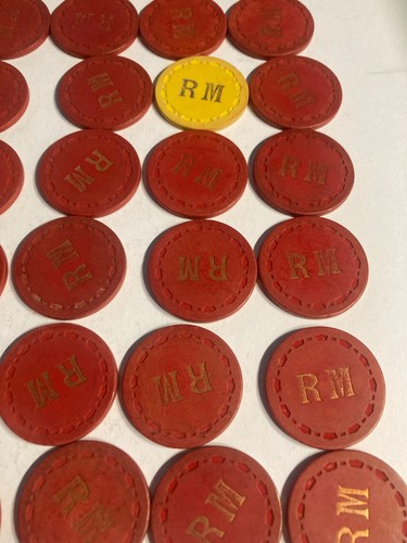 48---------  R M Poker Chip Unauthenticated  Monogram RM Clay Casino Collectible