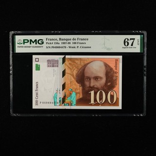 1997 98 France Banque De France 100 Francs Pick#158a PMG 67 EPQ Superb Gem UNC