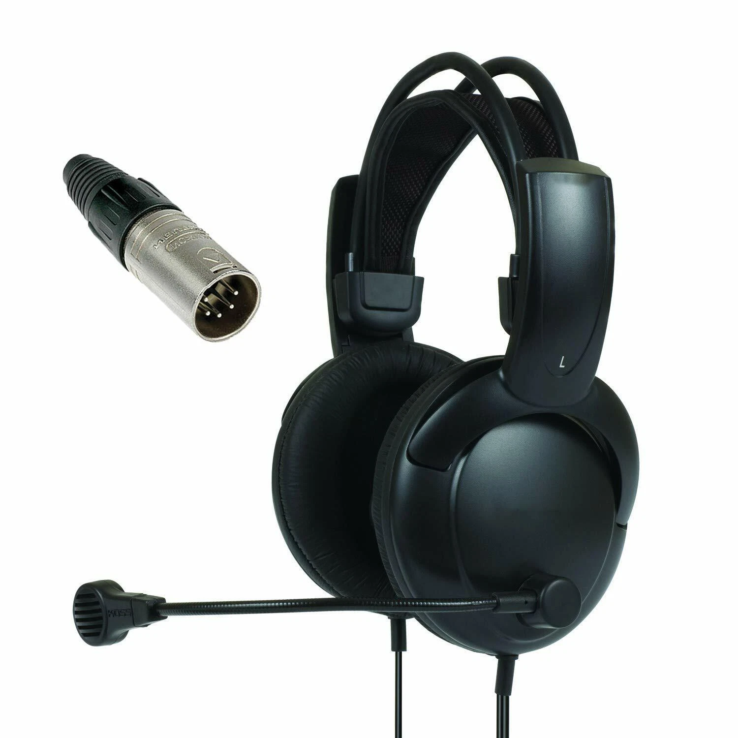 double muff 5 pin male communication headphones