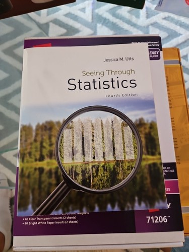 Seeing Through Statistics by Jessica M. Utts (2014, Trade Paperback)