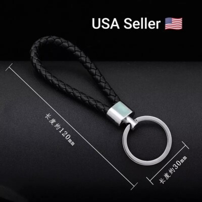 1PC PU Leather Keychain Car Keyrings Men Women Keychain Braided Woven ...