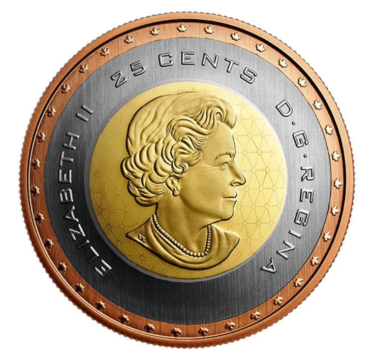 🇨🇦 25 Cents Quarter Tri-Metallic Coin, First Canadian Space, UNC