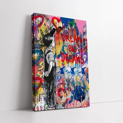 Banksy-Dream Big Graffiti,Canvas Decor,3D Wall Art,Large Wall Art,Dream Graffiti - Image 4 of 4