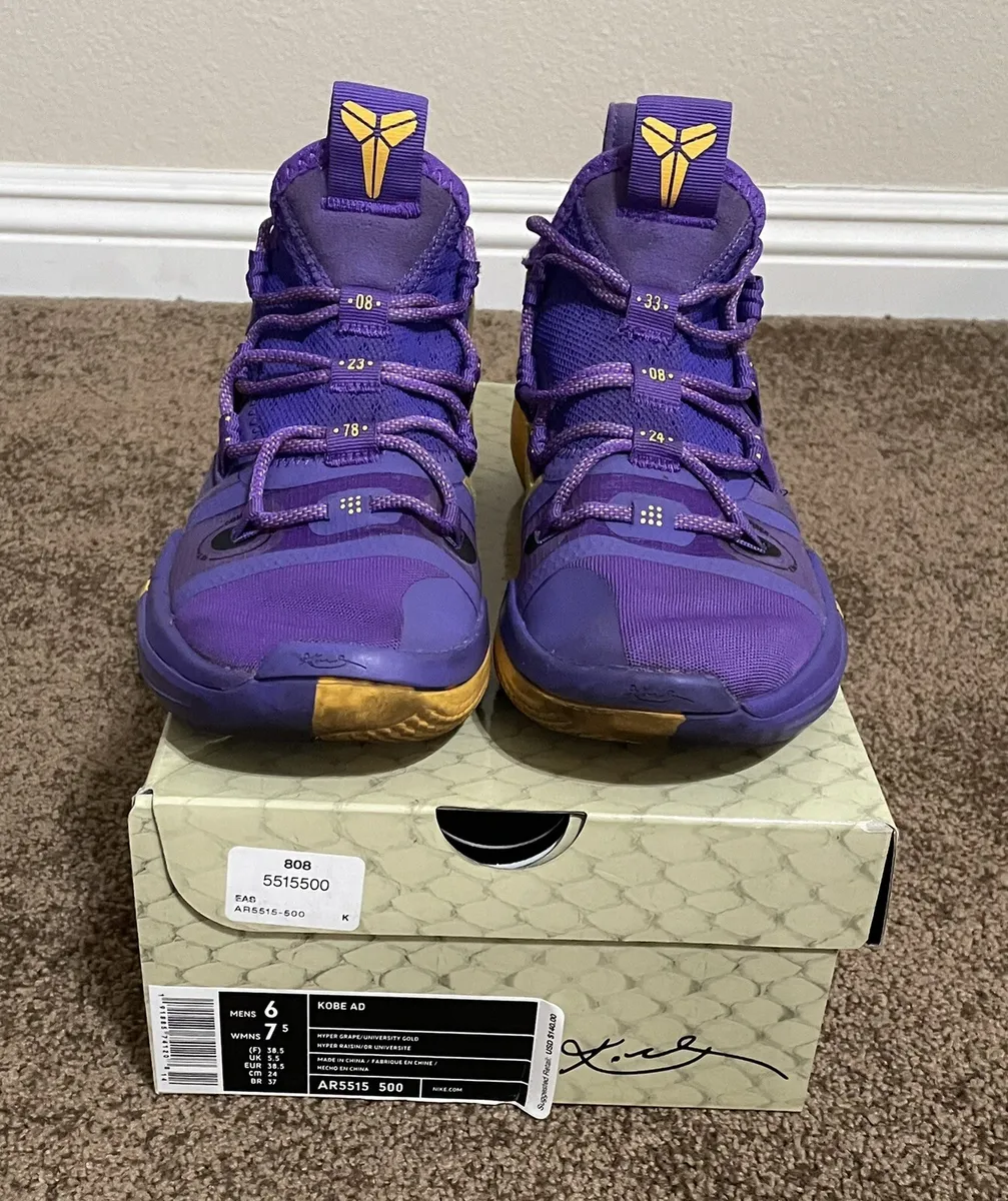 Nike Kobe Ad Exodus Lakers Hyper Grape Purple Yellow Us 6 Very Rare, W/Box  | Ebay