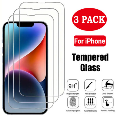 3X Tempered Glass Screen Protector For iPhone 17 16 15 14 13 12 11 Pro Max X XR