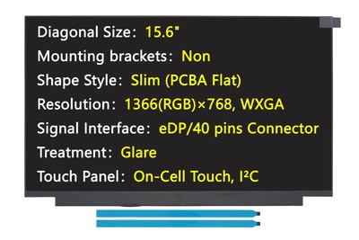 New Screen Replacement for NT156WHM T04 V8.0, NT156WHM-T04 V8.4, eDP/40 pins ...