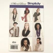 New Simplicity 1790 Misses Scarves 8 Designs Andrea Schewe Sewing Pattern Uncut