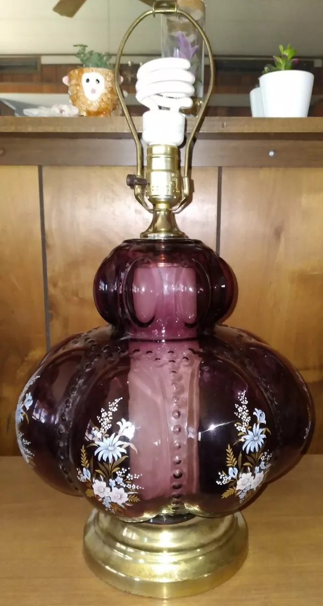 Vintage Carl Falkenstein Clear Purple Glass Bubble Lamp Hollywood