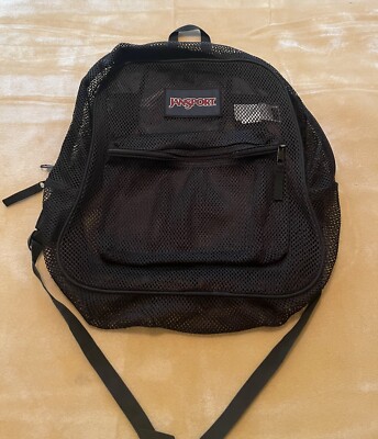 black jansport mesh backpack Eco Backpack, Red Tape, 17 x 12.5 x 6 - Large Semi-Transparent Bag for Adults with Laptop Sleeve, Padded Back Panel, These backpacks are durable JANSPORT MESH BACKPACK.17X13X6.COLOR BLACK.GOOD CONDITION.