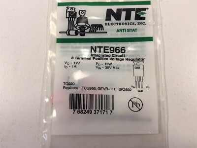(10) NTE966 Integrated Circuit 3 Terminal Positive Voltage Regulator 12V-10/Lot