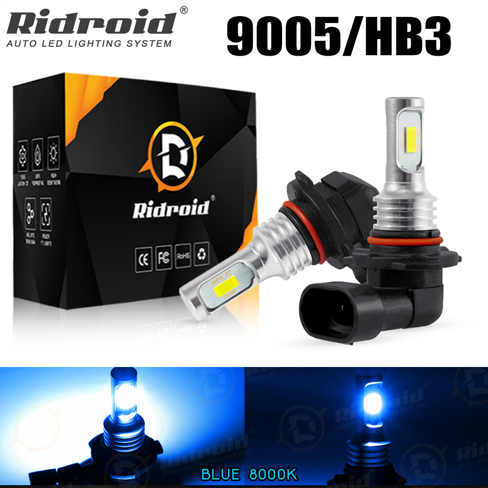 2x 9005 HB3 LED Headlight Bulbs - 8000K Ice Blue, 8000LM, Super Bright High/Low Beam