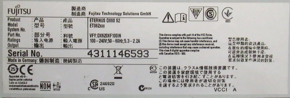 Fujitsu Eternus DX60 S2 Disk Storage System 12 x 3.5" SAS Bays DX620XF100IN - Image 3 of 4