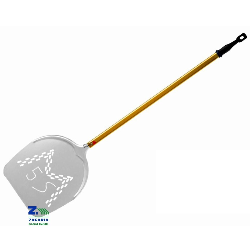 PALA PROFESSIONALE PER PIZZA MOD. MARGHERITA 5 SENSI FORATA CM 33X135 H