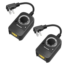 DEWENWILS Photocell Plug in Timer Switch Weatherproof Electrical Outlet  2 Pack