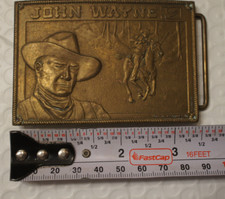 Rare John Wayne Brass Belt Buckle  - Signature engraved on back