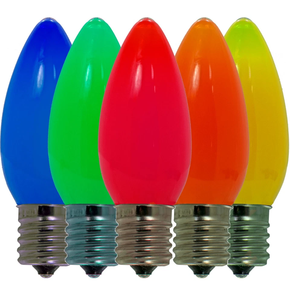 LED Multi-Color Solid Ceramic Light Bulbs, C9 Steady Xmas Lights, 1 Box Of 25 - Image 4 of 4