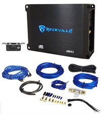 Rockville dB10 800w Peak Mono Car Audio Amplifier 200 Watt RMS + Amp Wire Kit