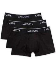 Lacoste L71257 Mens Black 3-Pack Casual Classic Trunks Size Large
