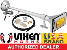 VIXEN HORNS TRAIN AIR HORN TRUMPET CHROME PLATED WATERPROOF FOR BOAT/TRUCK LOUD
