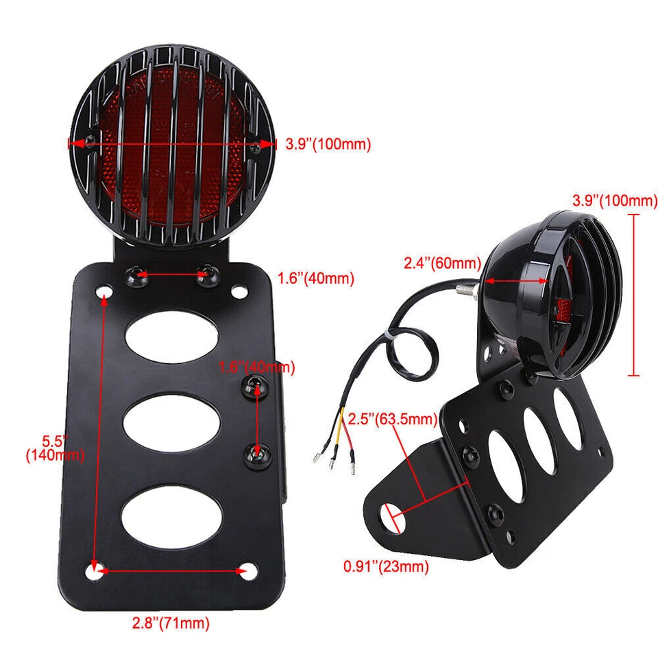 Luz de freno trasera LED para motocicleta montaje lateral soporte de matrícula para Harley Foto 3 de 4