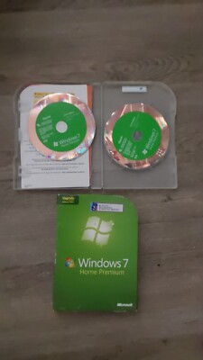 Windows 7 Home Premium Software CIB complete Both Disks 32+ 64 bit WITH 16dg KEY