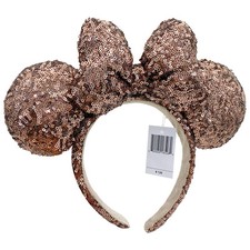 US Loungefly Disney Parks limited Ribbon Sequin Brown Ears Minnie Headband