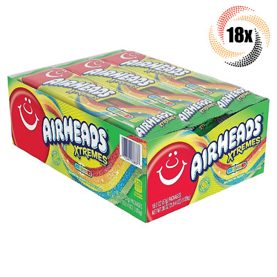 Full Box 18x Packs Airheads Xtremes Rainbow Berry Sweet & Sour Candy Ropes | 2oz