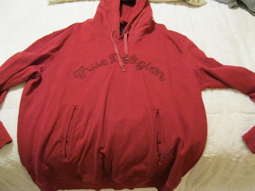 True Religion Red Pull Over Hoodie Men 