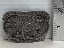 Vintage Bass Fishing Anglers Sportsman Soc. 1997 30th Anniversary Belt Buckle