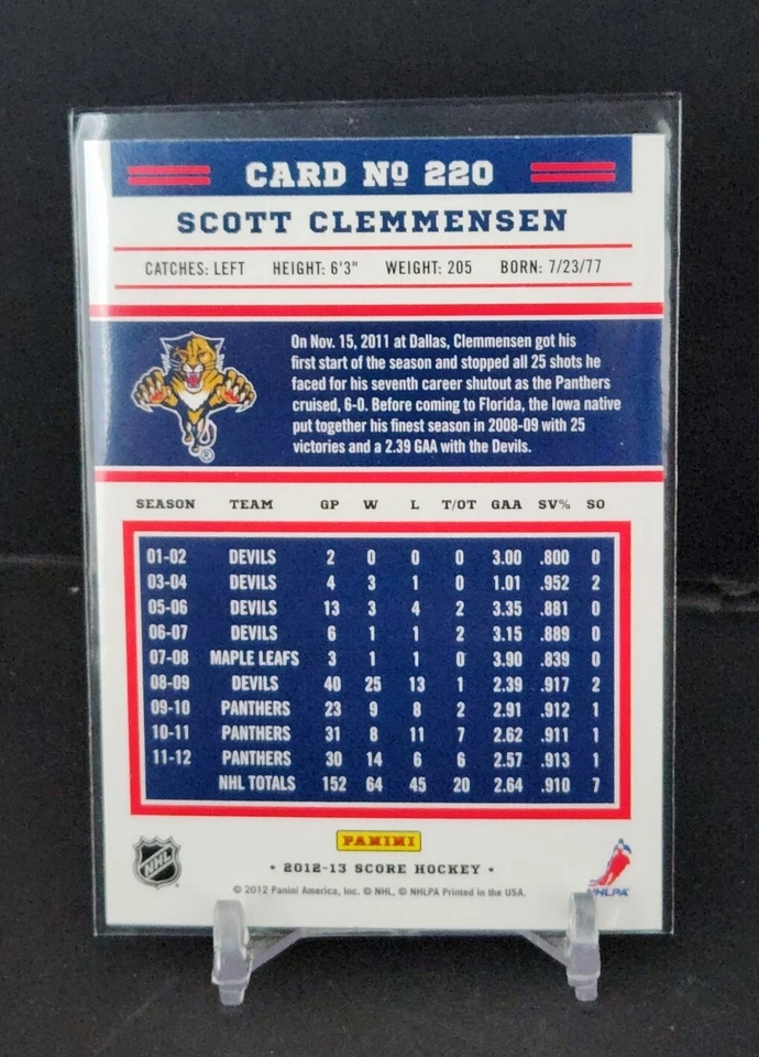 2012-13 Score Scott Clemmensen #220 - Image 2 of 2