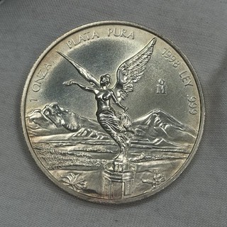 1998 Mo Mexico Libertad 1 Onza Plata Pura Ley .999 Fine Silver 1oz Mexican Coin