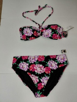 Time And Tru Fashion Swim Top & Bottom Garden Bloom Women s Size 2XL   (J)