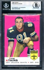 Doug Atkins Beckett BAS Vintage Signed 1969 Topps Autograph Saints