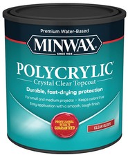 Minwax Polycrylic 65555444 Waterbased Polyurethane, Gloss, Liquid, Crystal