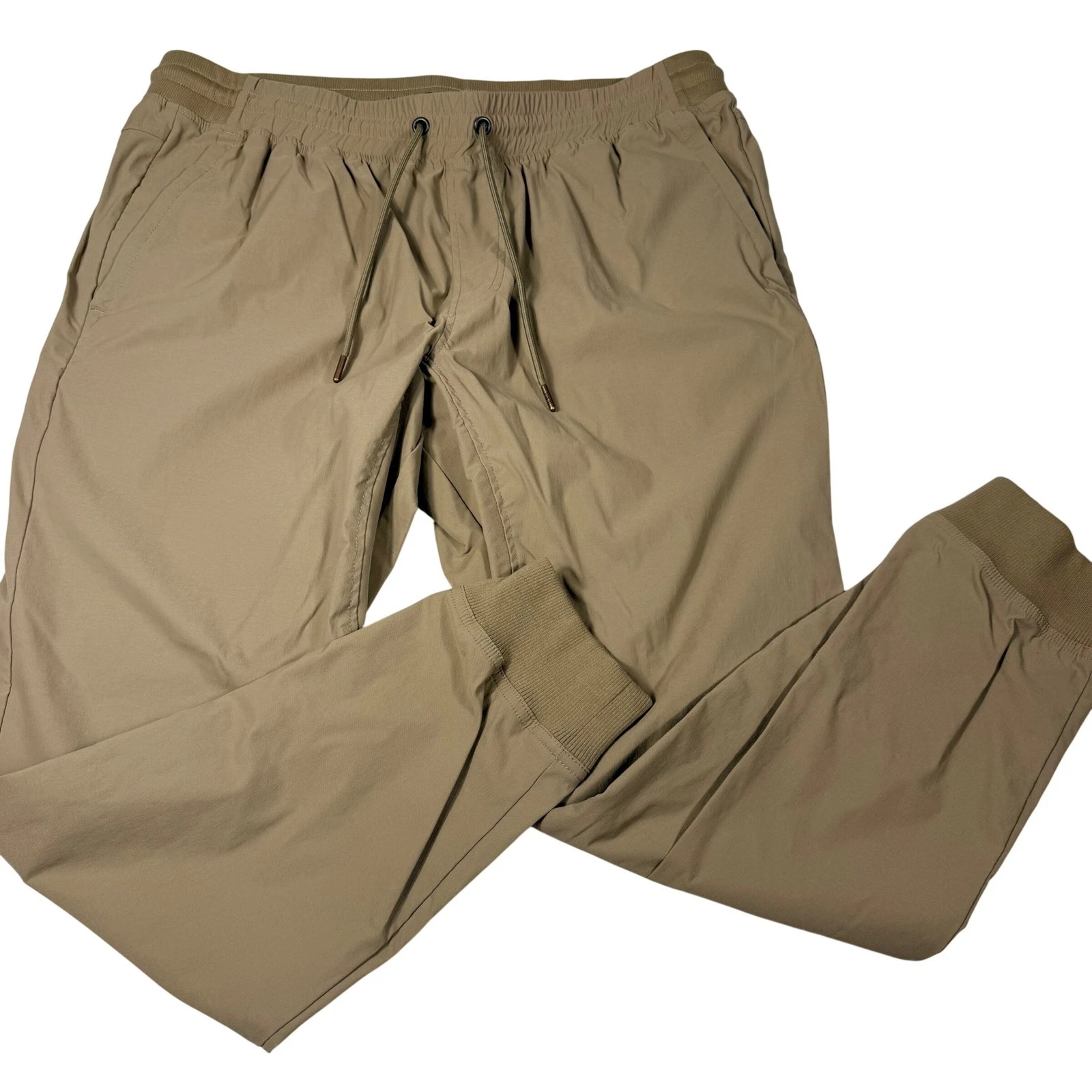 Caliville Jogger Pants XL Tan Elastic Drawstring Waist Tech Fabric Ribbed Cuffs