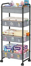 4-Tier Baby Diaper Caddy Organizer Cart with Wheels, 21 Pockets Dividers