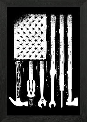 Amerikanische Flagge Mechaniker gerahmtes Wandbild Poster Leinwanddruck Bild