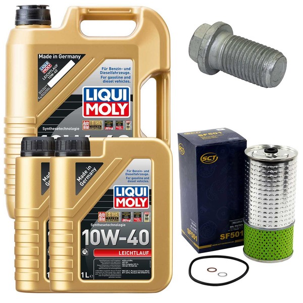 MotoröL Filter Set 10W-40 Liqui Moly 7 Liter + Schraube FüR Mercedes 100 Bus D-image