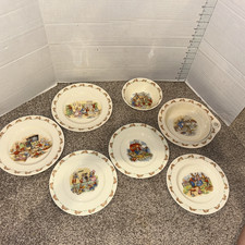Royal Doulton Bunnykins Plates Bowls Set of 7 Bone China 1960s
